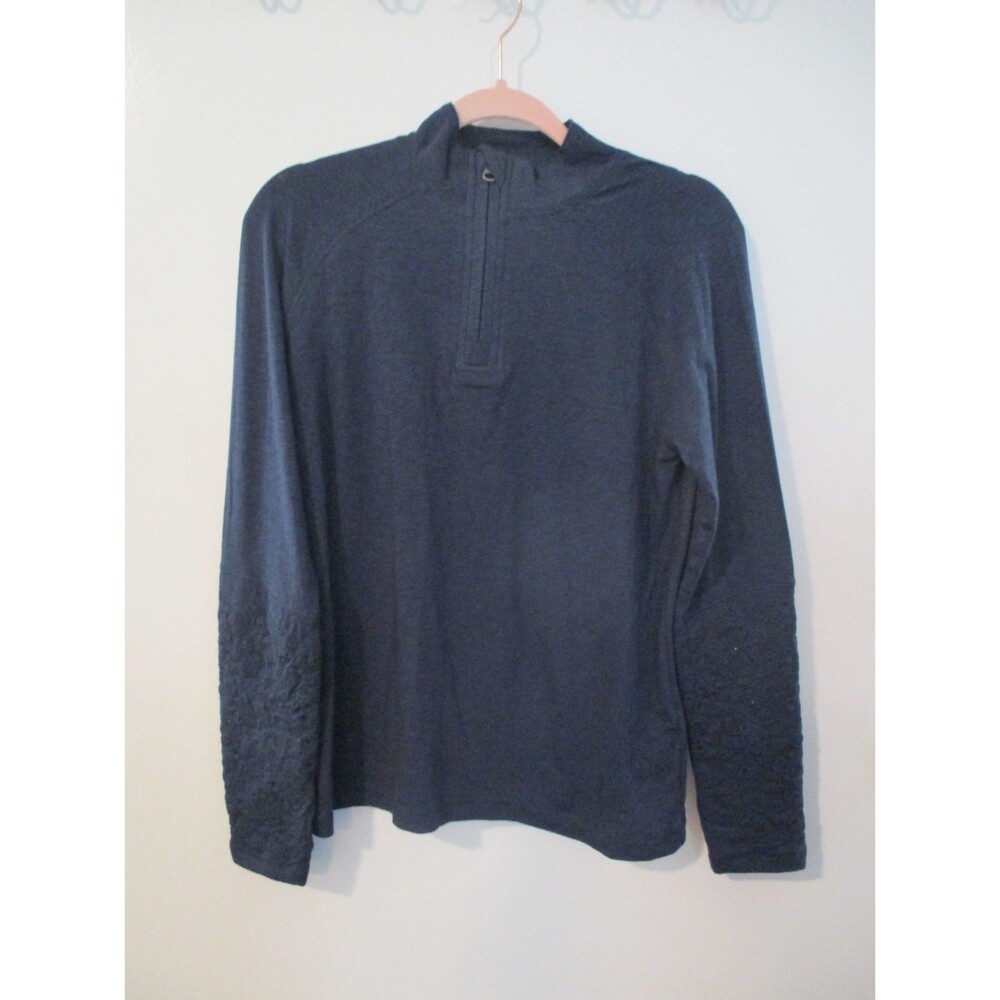 Aventura Womens Sz M McIntyre 1/4 Zip Embroidered Pullover Navy Blue Cotton
